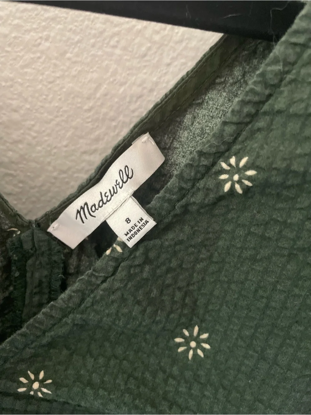 Madewell Dark Green Eyelet Puff Sleeve Blouse - Picture 2 of 3